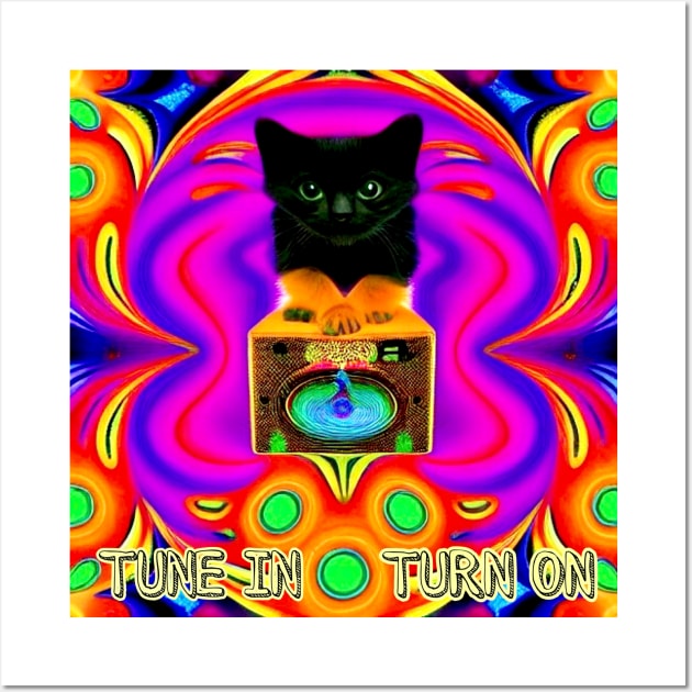 Tune In, Turn On Kitten! Wall Art by Black Cat Alley